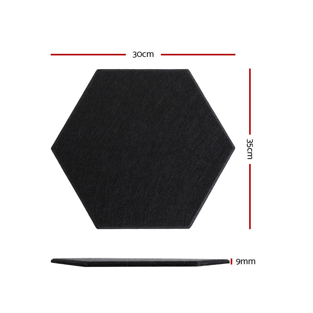 Alpha Acoustic Foam 12pcs 35x30x0.9cm Soundproof Absorption Panel Adhesive Black - SILBERSHELL