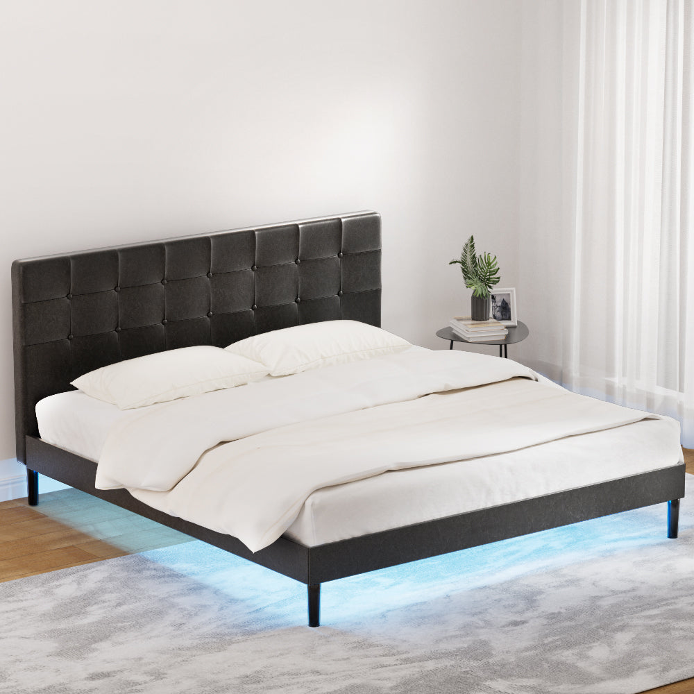 Artiss Bed Frame King Size LED Black RAVI - SILBERSHELL