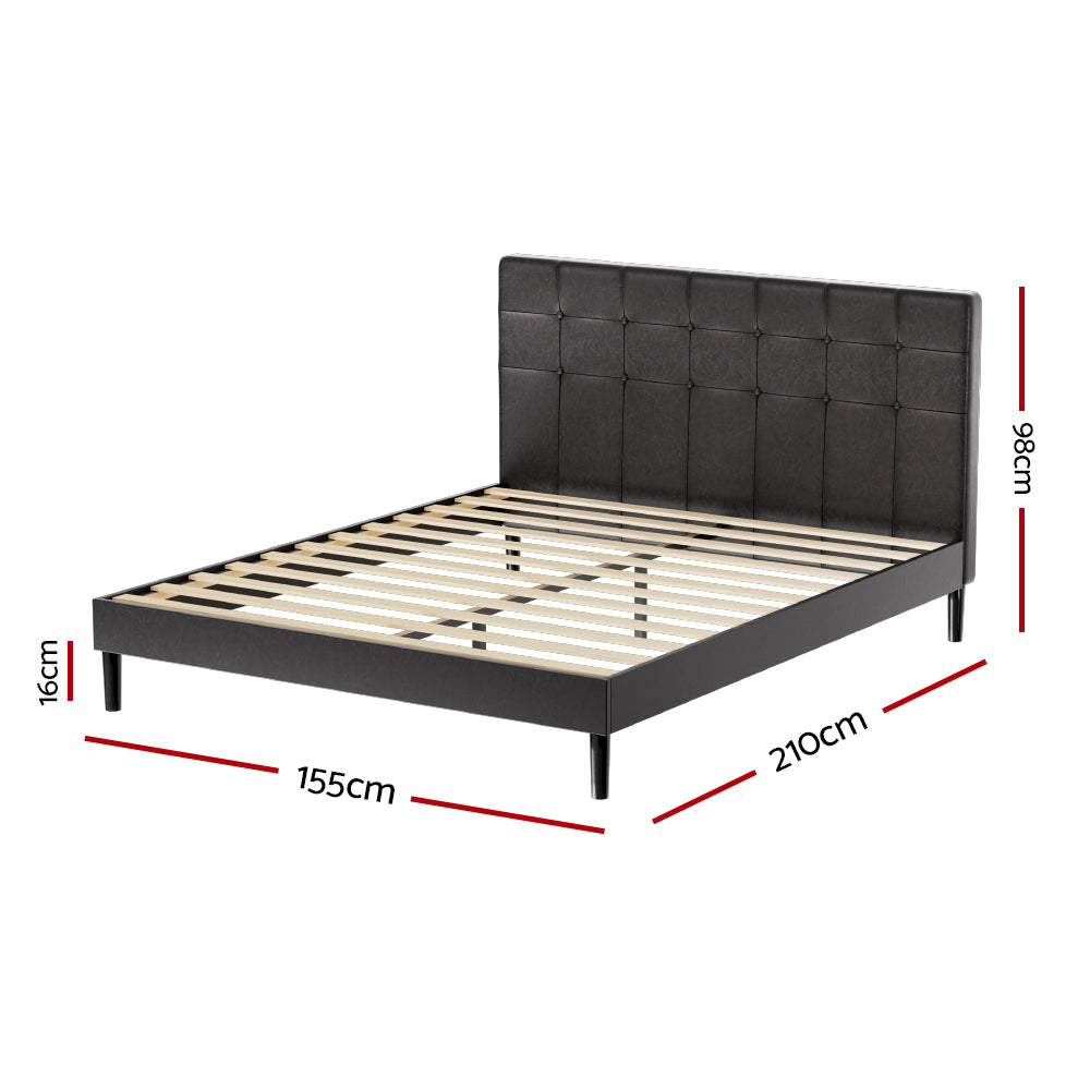 Artiss Bed Frame Queen Size LED Black RAVI - SILBERSHELL