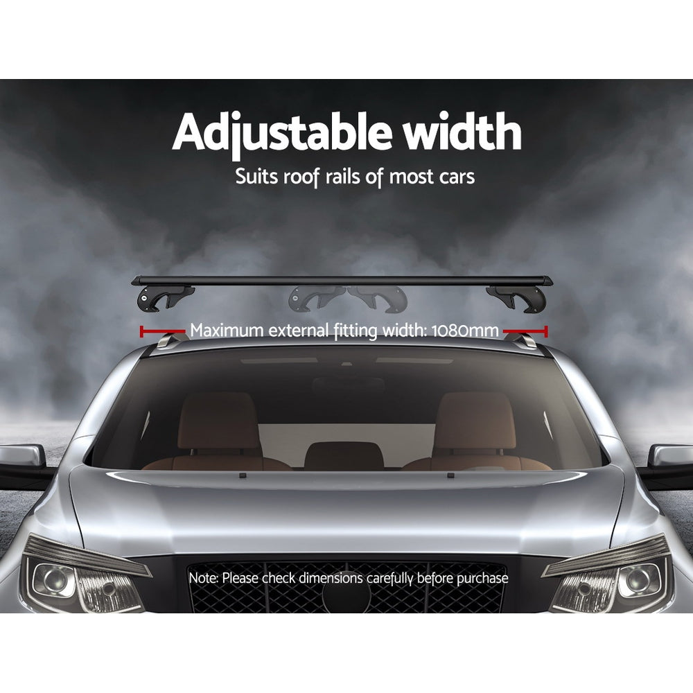 Universal Car Roof Racks Pod Aluminium Cross Bars Adjustable 108cm Black - SILBERSHELL