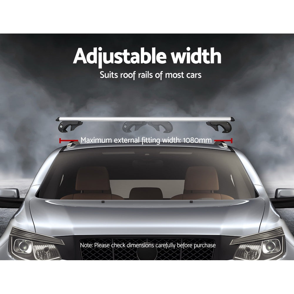 Universal Car Roof Racks Pod Aluminium Cross Bars Adjustable 108cm Silver - SILBERSHELL