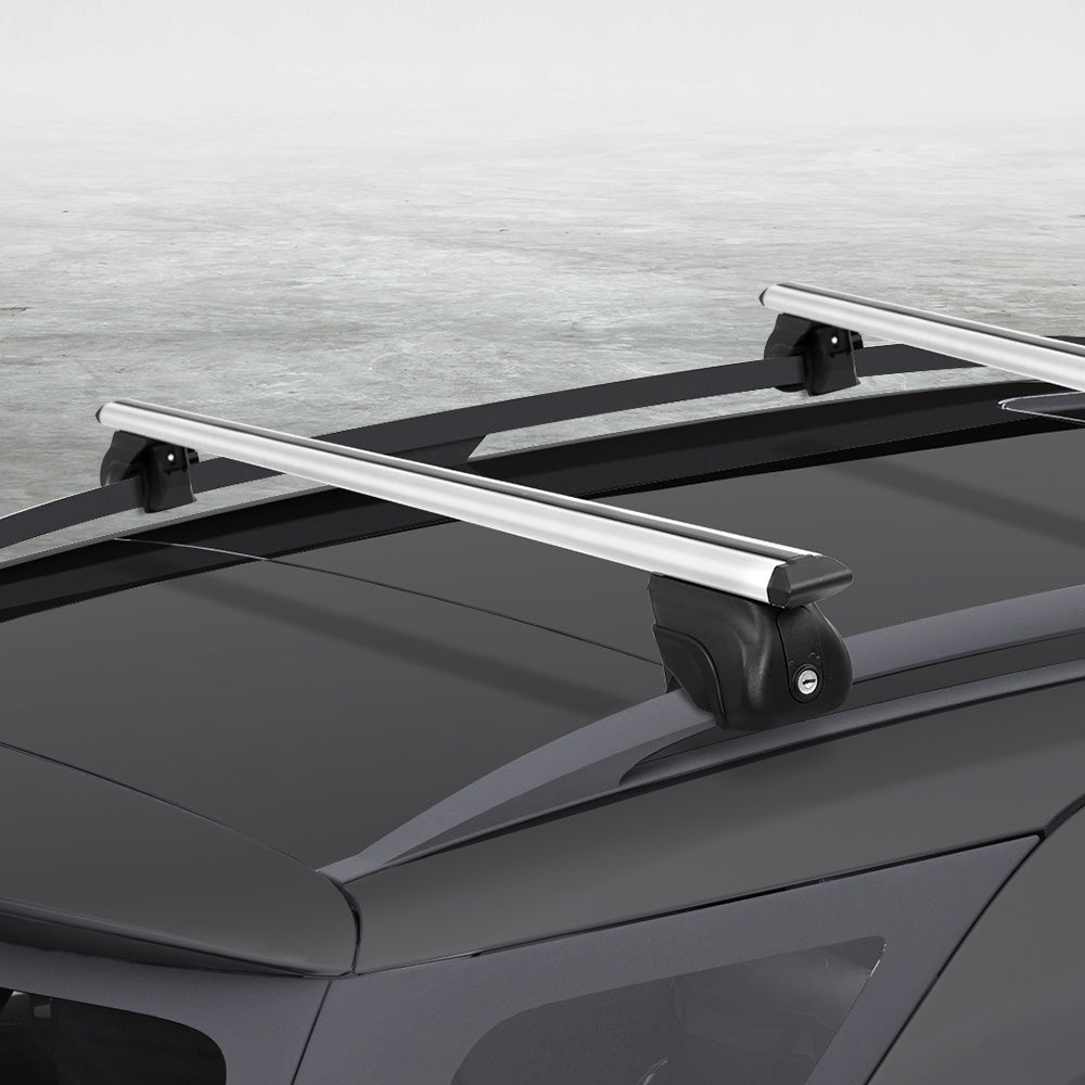Universal Car Roof Racks Pod Aluminium Cross Bars Upgraded Holder 111cm Silver - SILBERSHELL