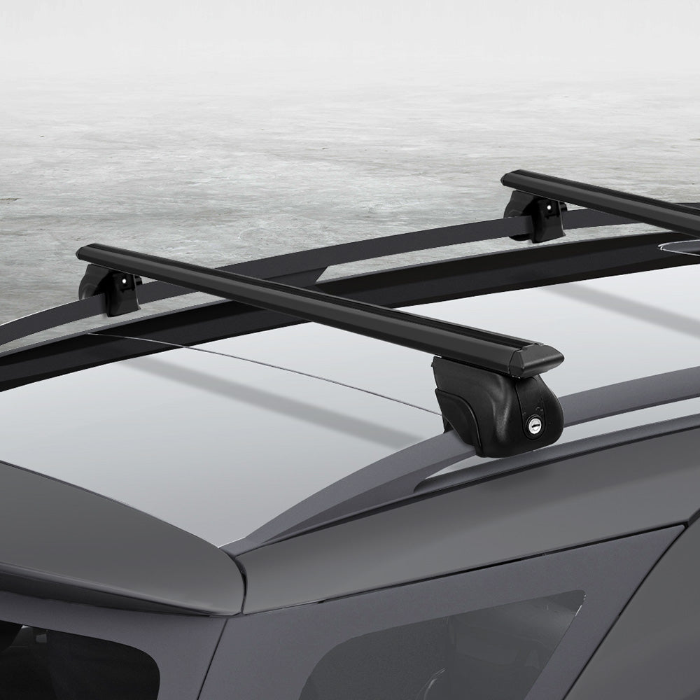 Universal Car Roof Racks Pod Aluminium Cross Bars Upgraded Holder 126cm Black - SILBERSHELL
