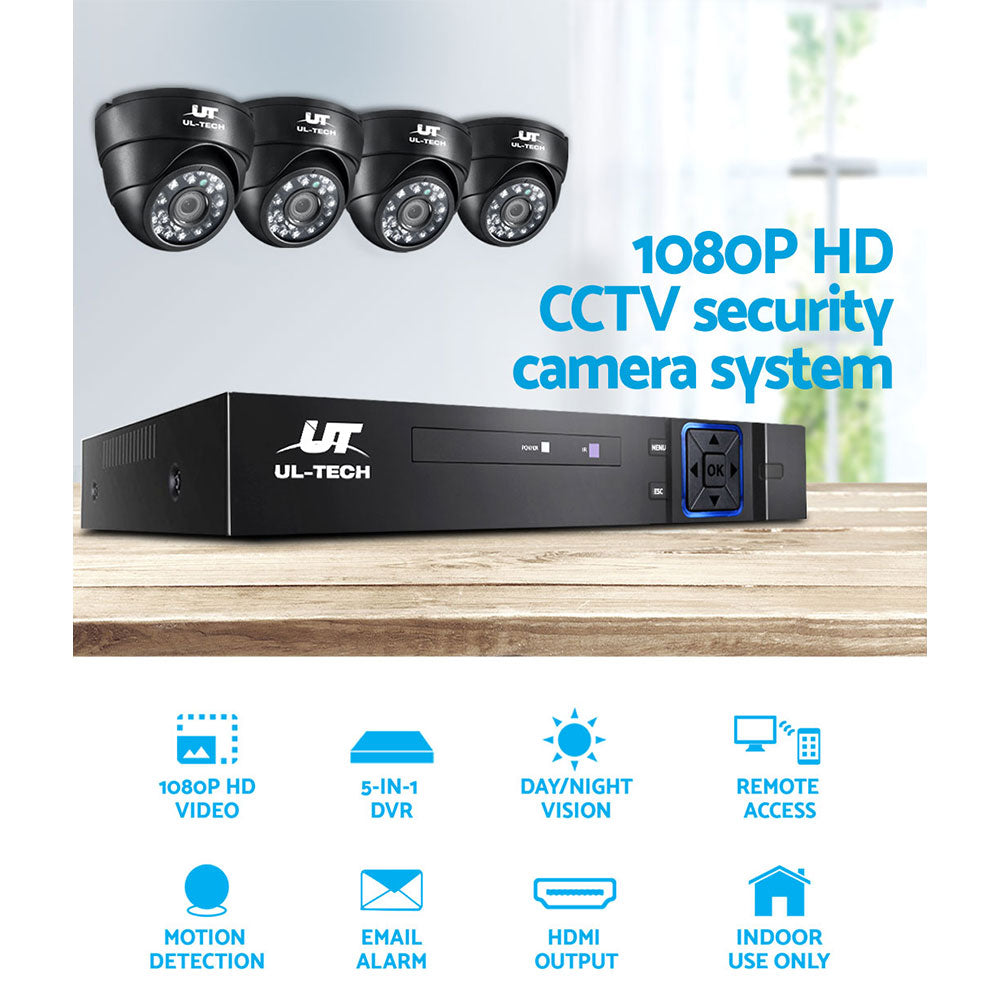 UL-tech CCTV Security System 4CH DVR 4 Cameras 1080p - SILBERSHELL