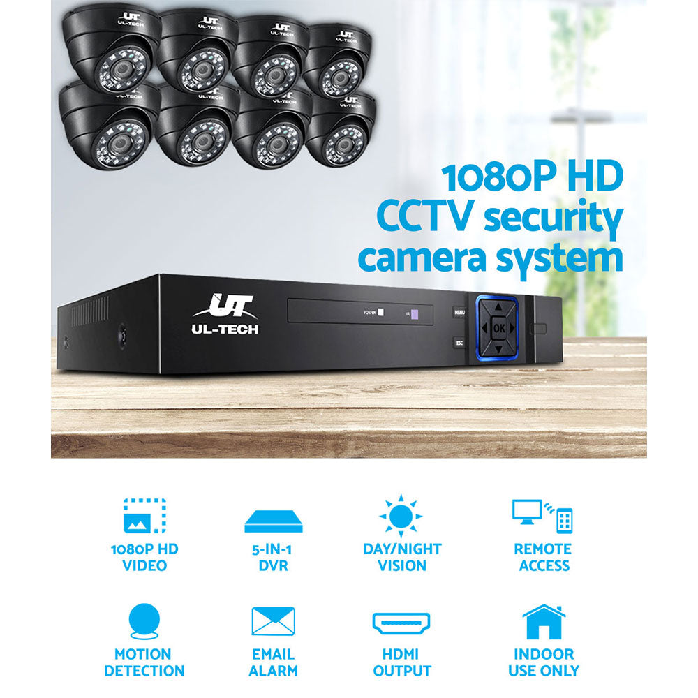 UL-tech CCTV Security System 8CH DVR 8 Cameras 1080p - SILBERSHELL