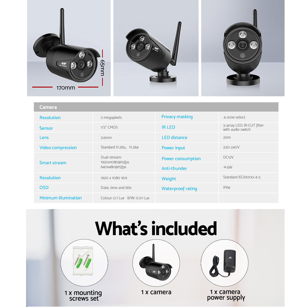 UL-tech Wireless CCTV 3MP Camera Bullet - SILBERSHELL