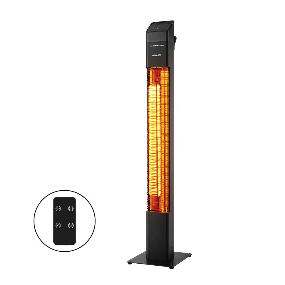Devanti Radiant Tower Heater Electric Portable Remote Control 2000W Heating - SILBERSHELL