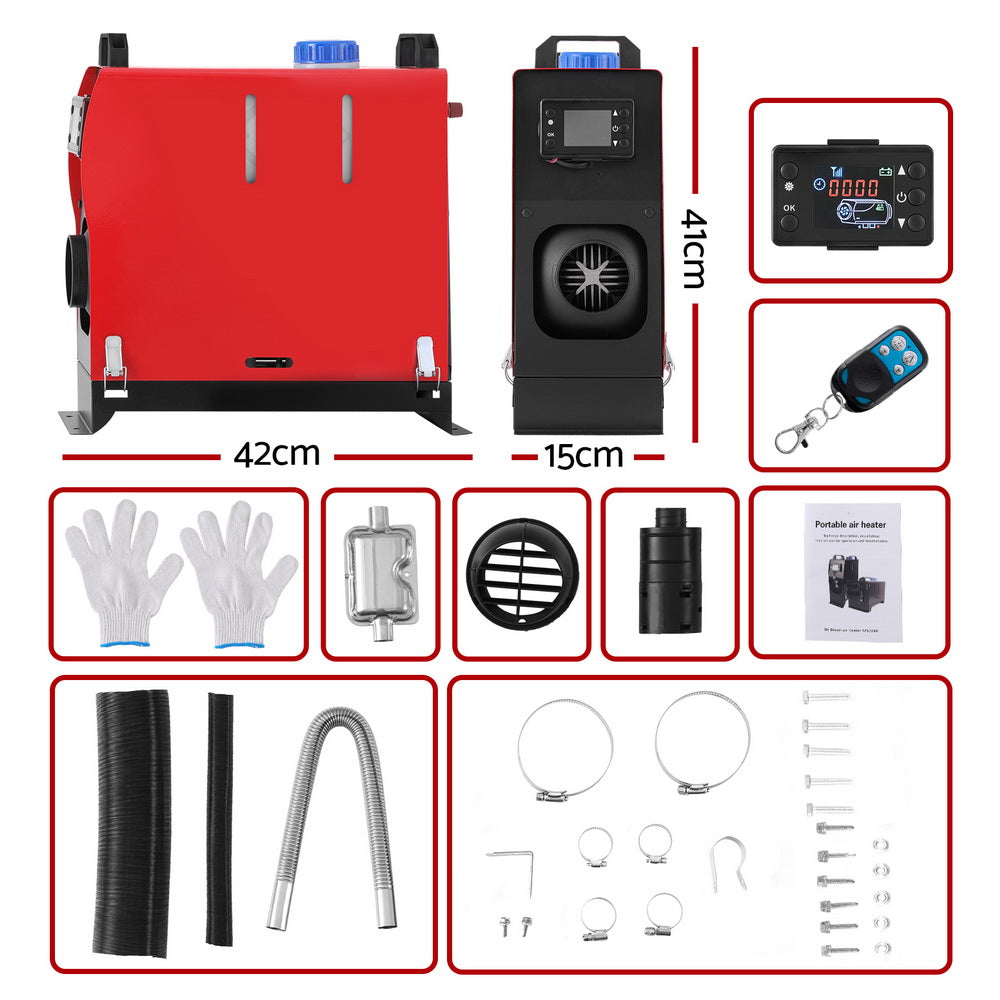 5KW Portable Diesel Air Heater Remote Control LCD Display Quick Heat Car RV Bus Boat - SILBERSHELL
