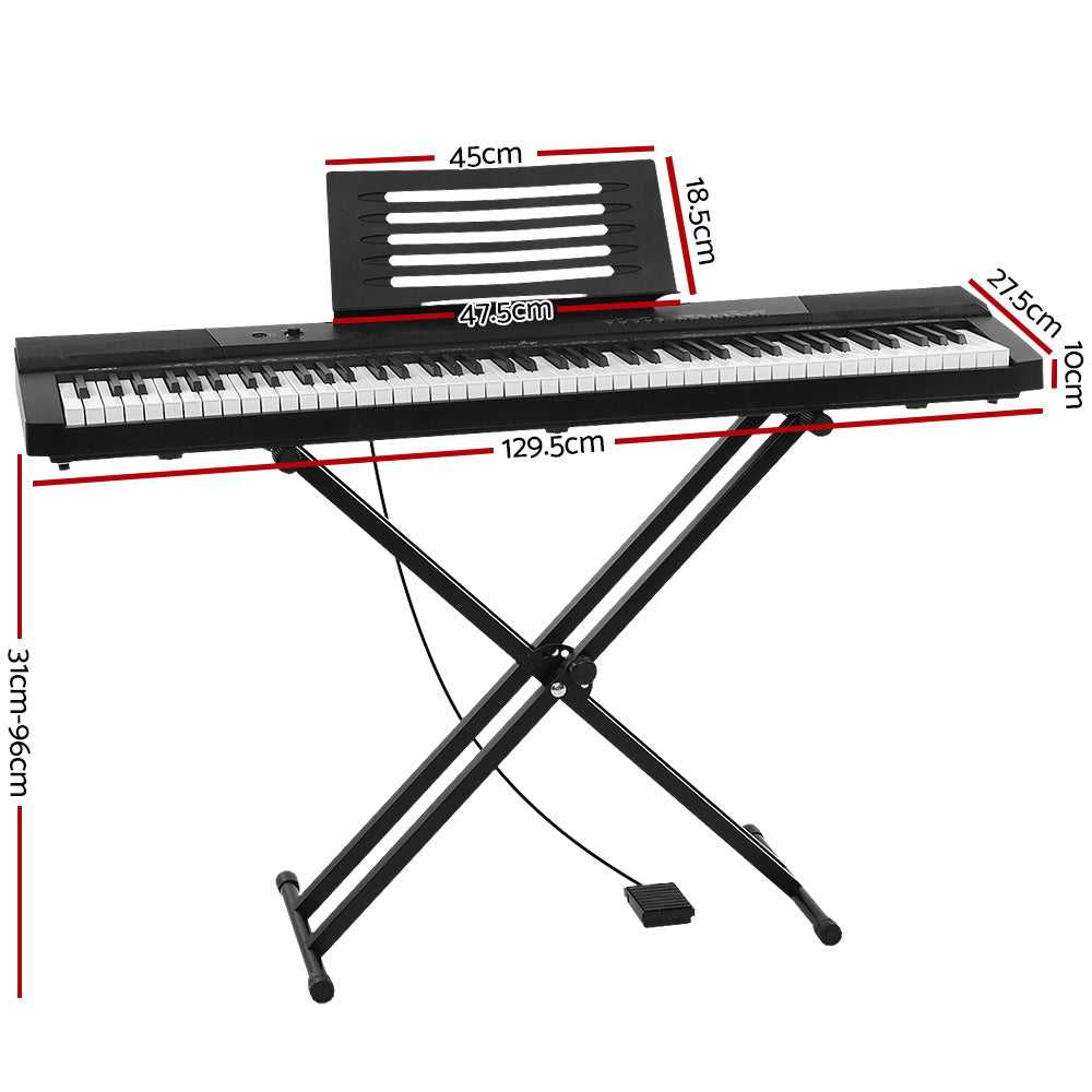 Alpha 88 Keys Electronic Piano Keyboard Digital Electric w/ Stand Sustain Pedal - SILBERSHELL