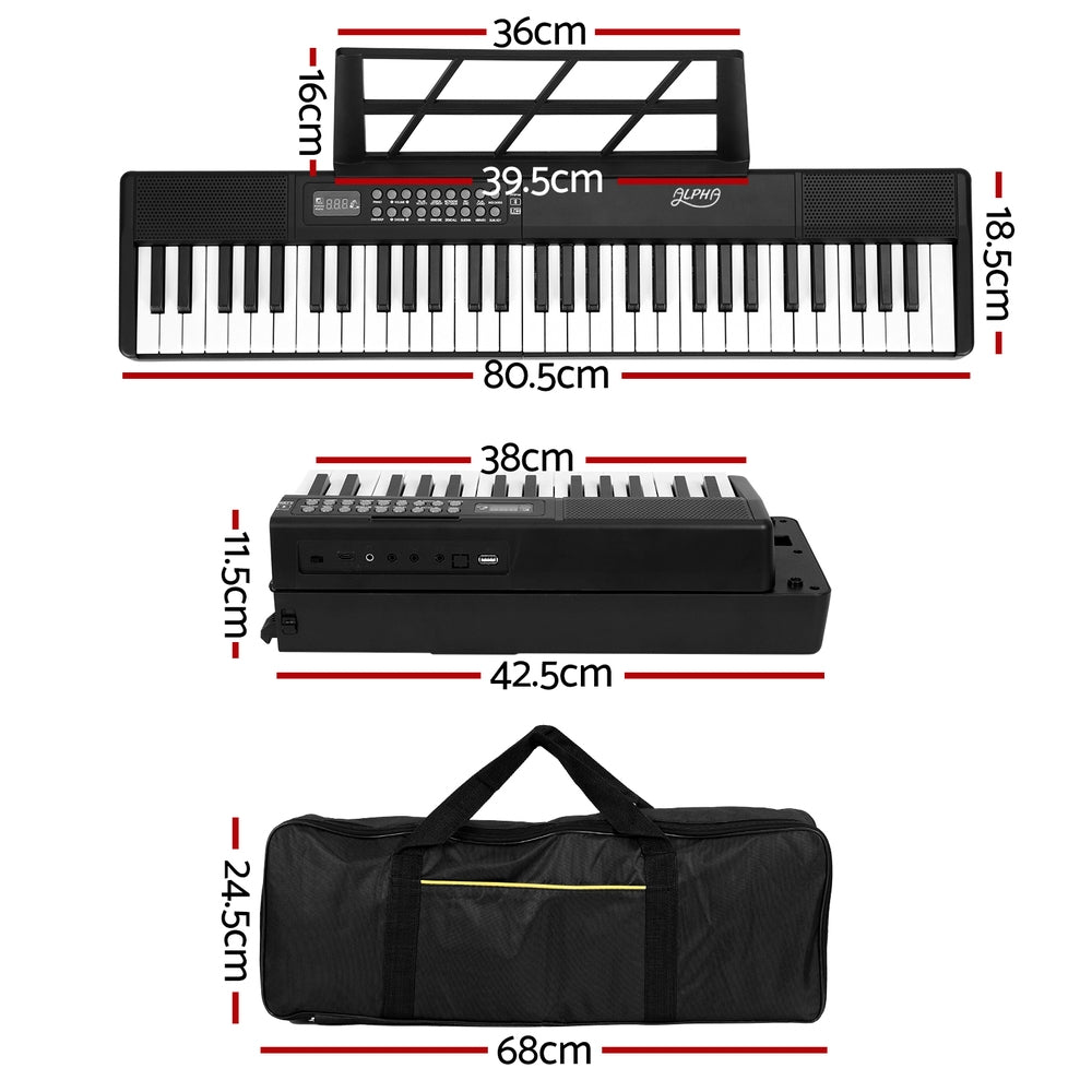 Alpha 61 Keys Foldable Electronic Piano Keyboard Digital Electric w/ Carry Bag - SILBERSHELL