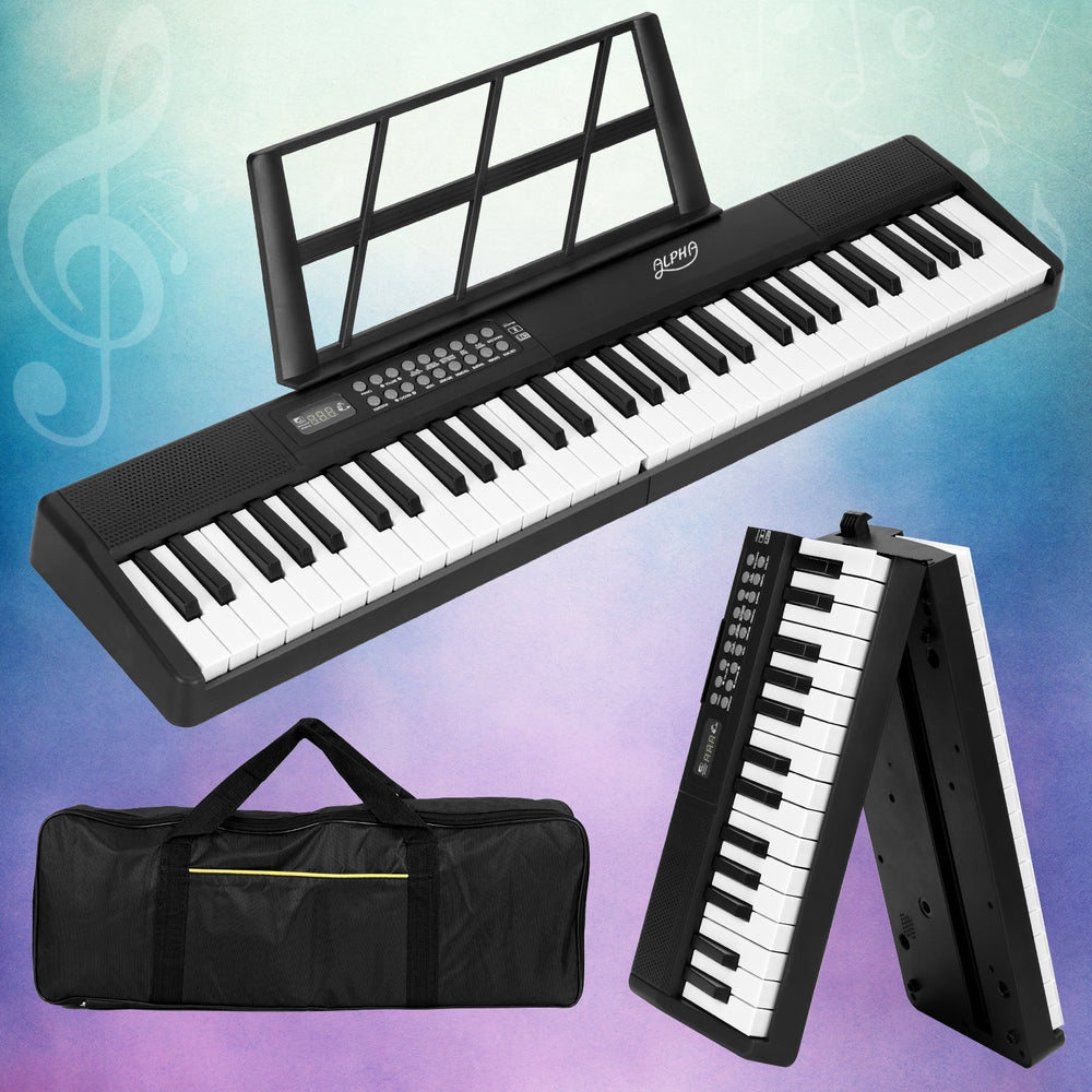 Alpha 61 Keys Foldable Electronic Piano Keyboard Digital Electric w/ Carry Bag - SILBERSHELL