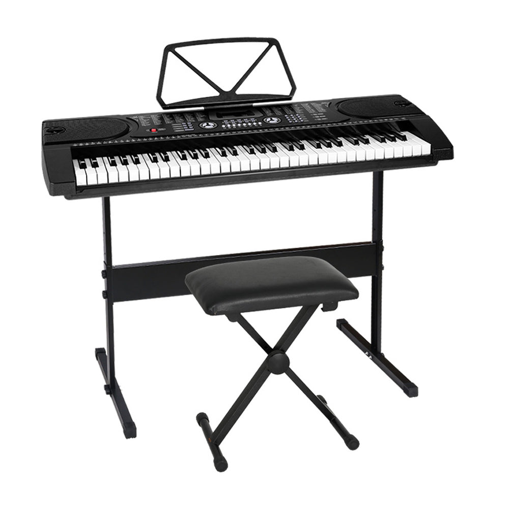 Alpha 61 Keys Electronic Piano Keyboard Digital Electric w/ Stand Stool Black - SILBERSHELL