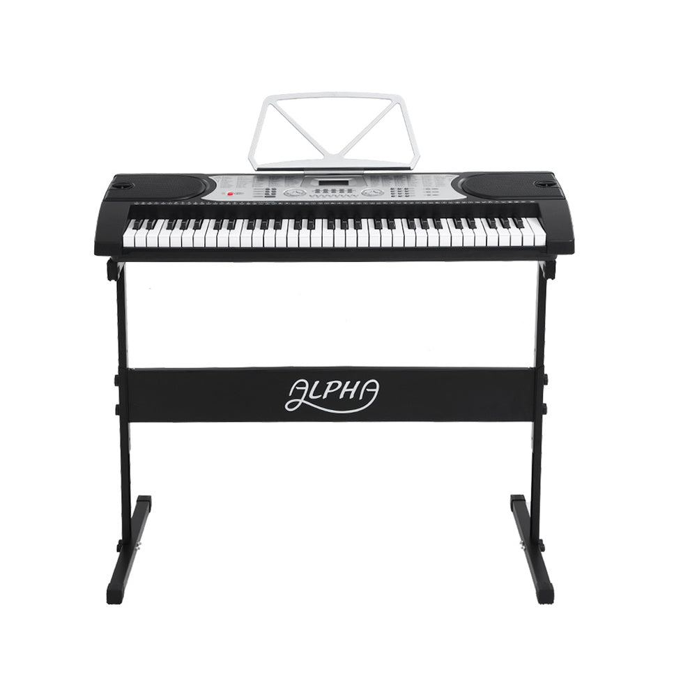 Alpha 61 Keys Electronic Piano Keyboard Digital Electric w/ Stand Stool Silver - SILBERSHELL