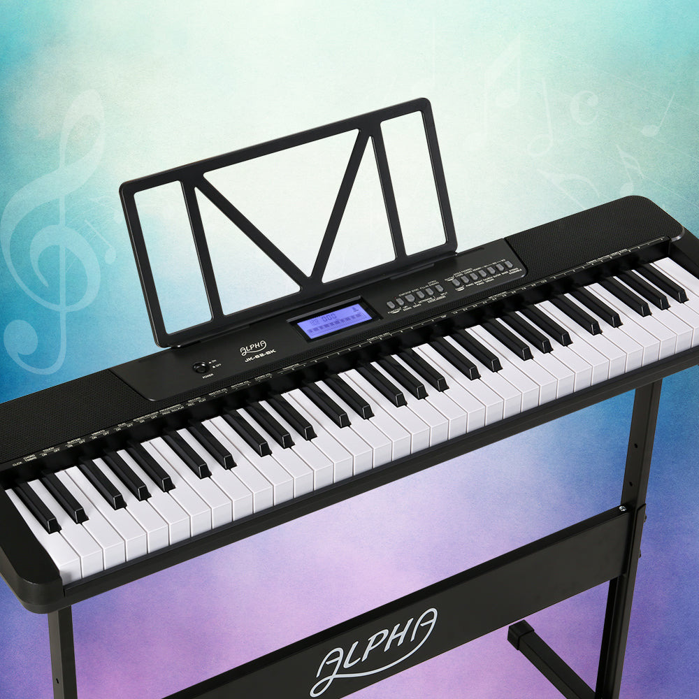 Alpha 61 Keys Electronic Piano Keyboard Digital Electric w/ Stand Touch Sensitive - SILBERSHELL