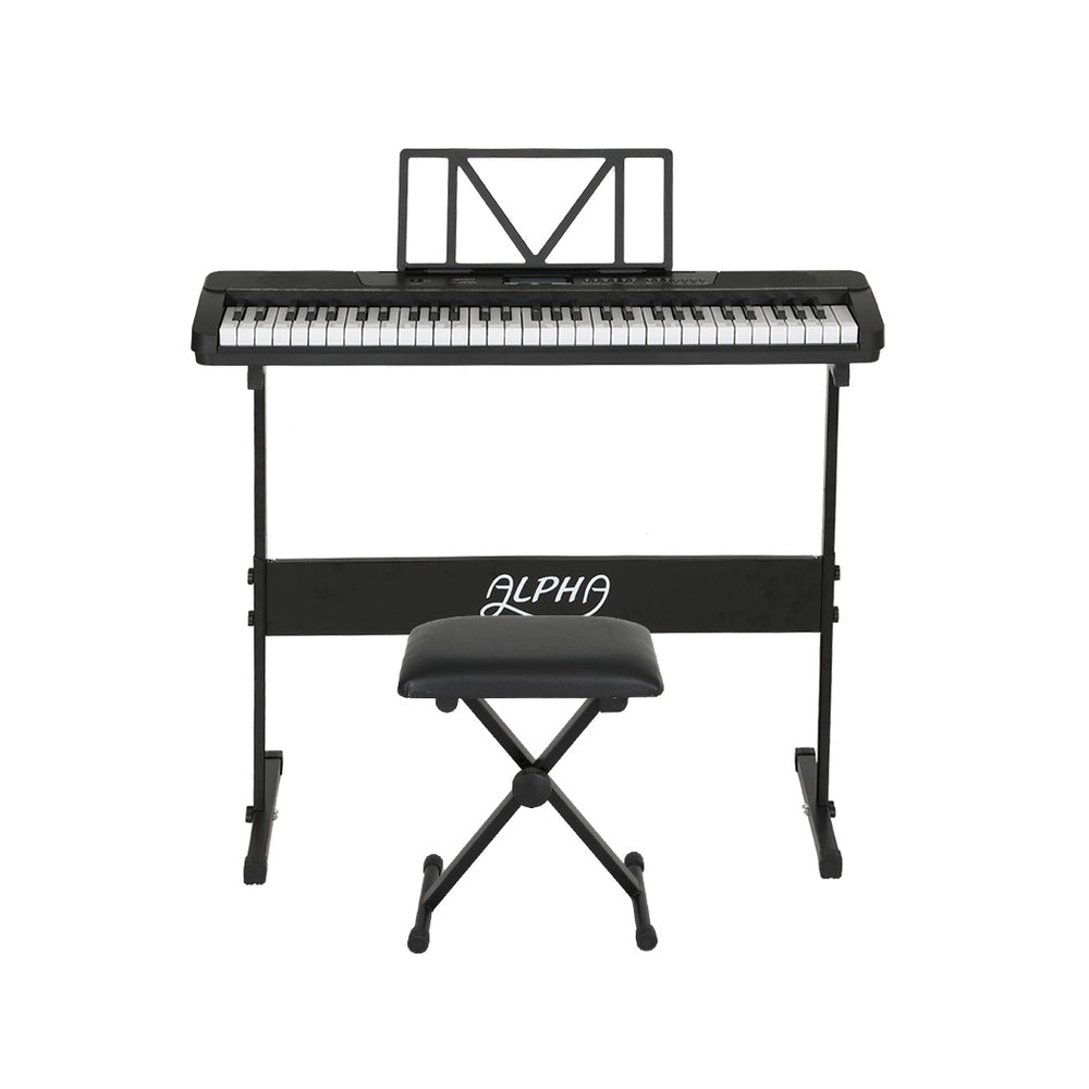 Alpha 61 Keys Electronic Piano Keyboard Digital Electric w/ Stand Stool Touch - SILBERSHELL