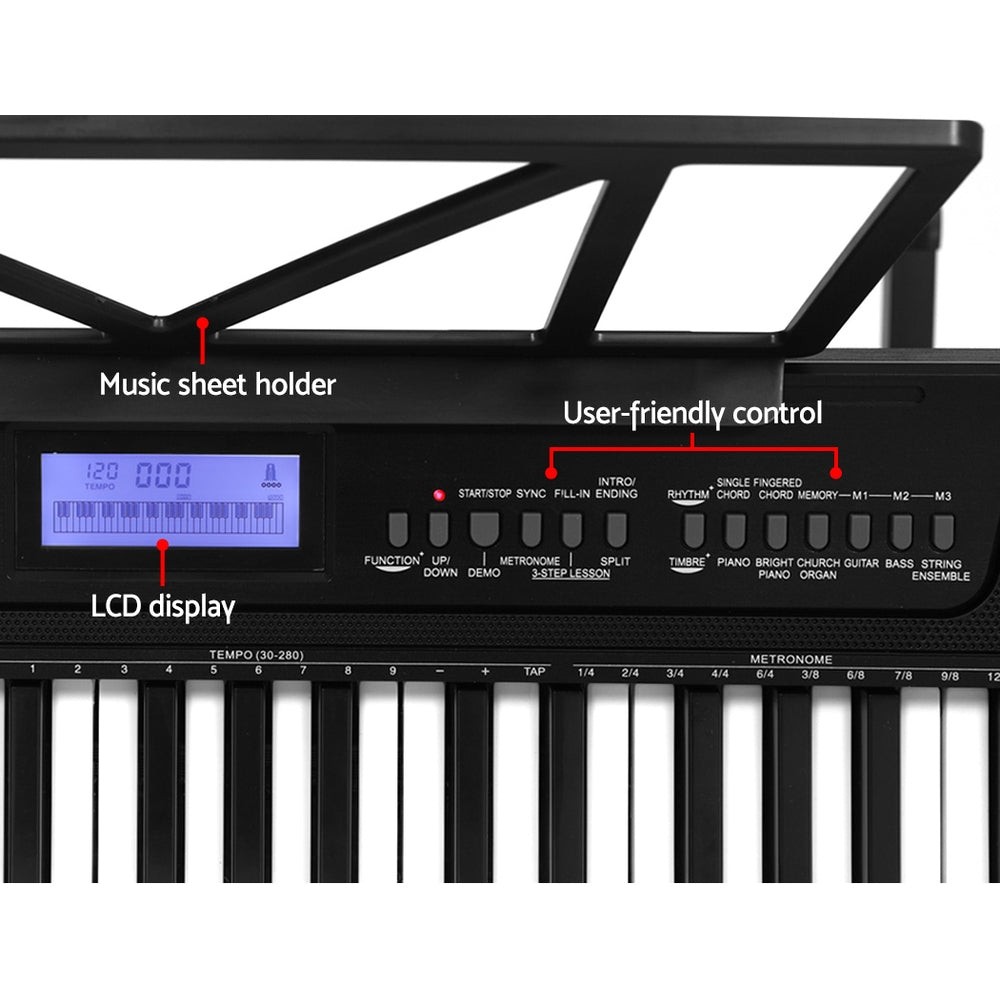 Alpha 61 Keys Electronic Piano Keyboard Digital Electric w/ Stand Stool Touch - SILBERSHELL