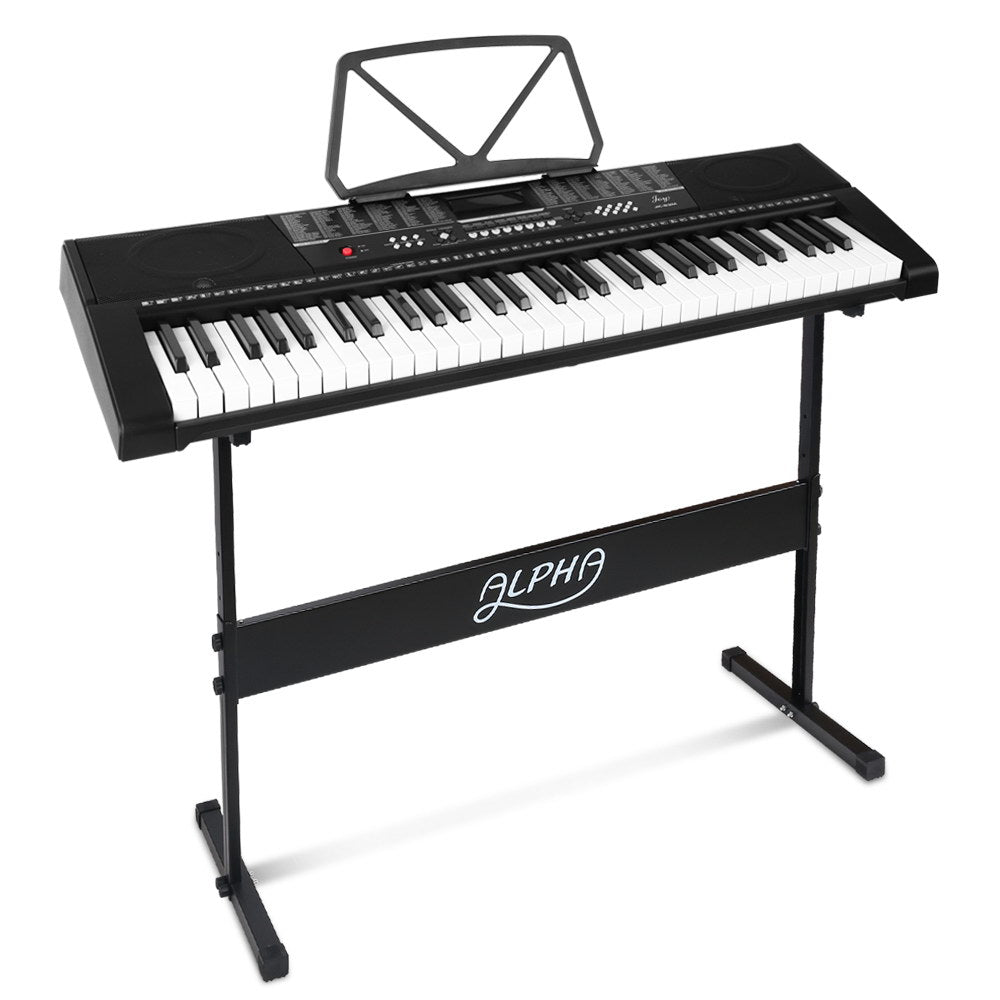 Alpha 61 Keys Electronic Piano Keyboard Digital Electric w/ Stand Sound Speaker - SILBERSHELL