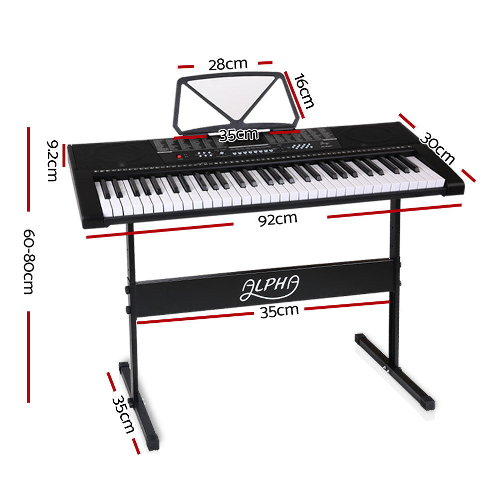 Alpha 61 Keys Electronic Piano Keyboard Digital Electric w/ Stand Sound Speaker - SILBERSHELL