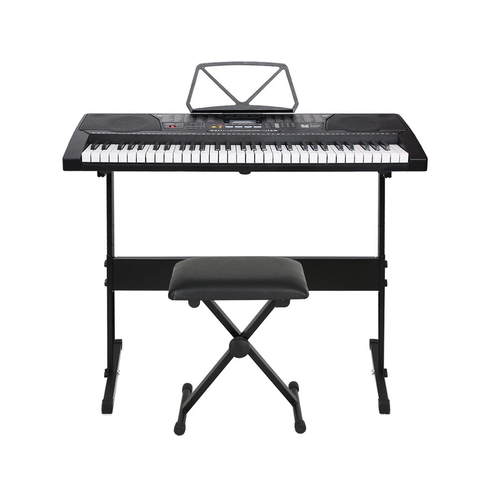 Alpha 61 Keys Electronic Piano Keyboard Digital Electric w/ Stand Stool Lighted - SILBERSHELL