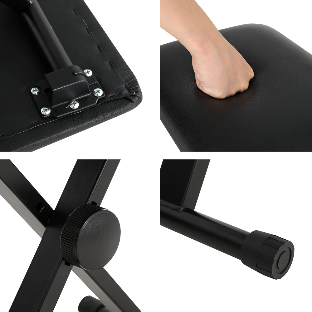 Alpha Piano Stool Adjustable Height Keyboard Seat Portable Bench Chair Black - SILBERSHELL