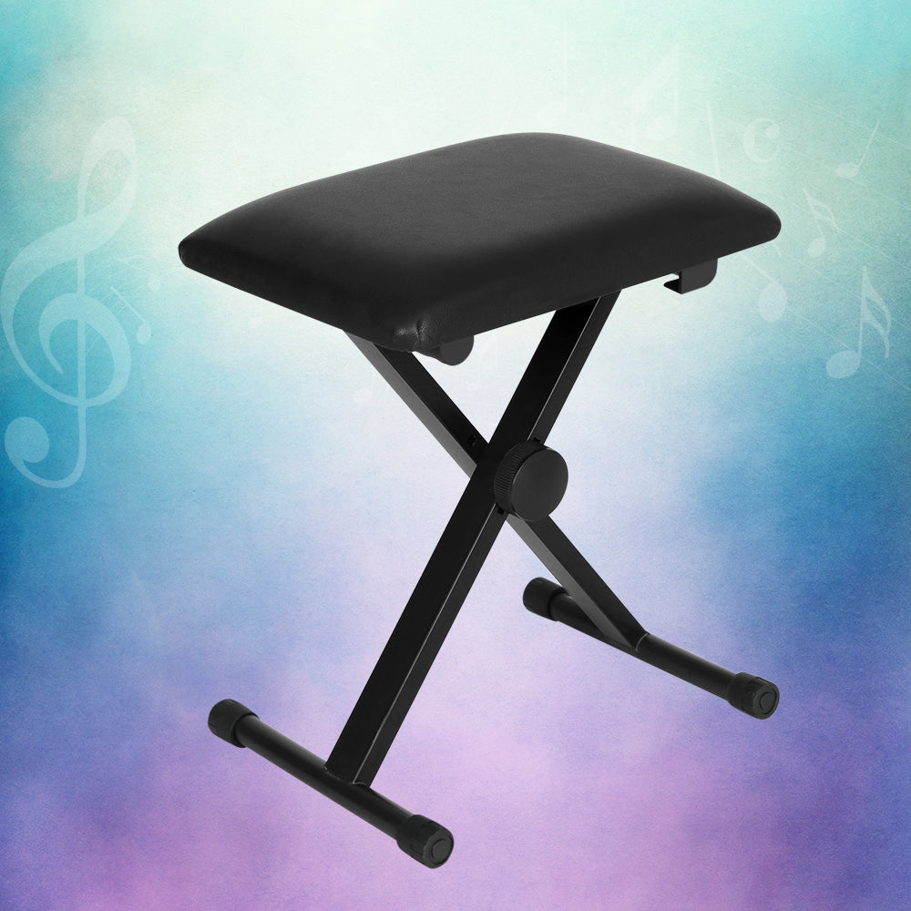 Alpha Piano Stool Adjustable Height Keyboard Seat Portable Bench Chair Black - SILBERSHELL