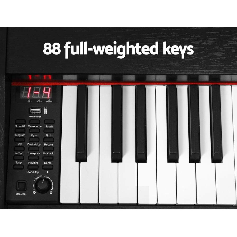 Alpha 88 Keys Electronic Piano Keyboard Digital Electric w/ Stand Stool Weighted - SILBERSHELL
