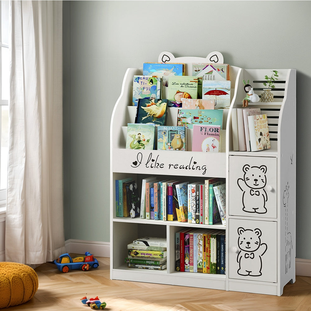 Keezi 4 Tiers Kids Bookshelf Storage Children Bookcase Toy Organiser Display - SILBERSHELL