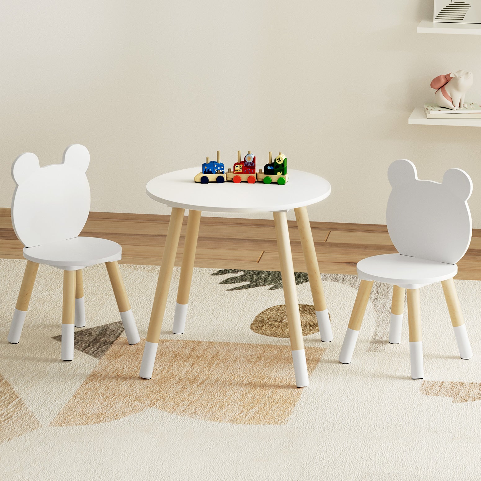 Keezi 3 Piece Kids Table and Chairs Set Activity Playing Study Children Desk - SILBERSHELL