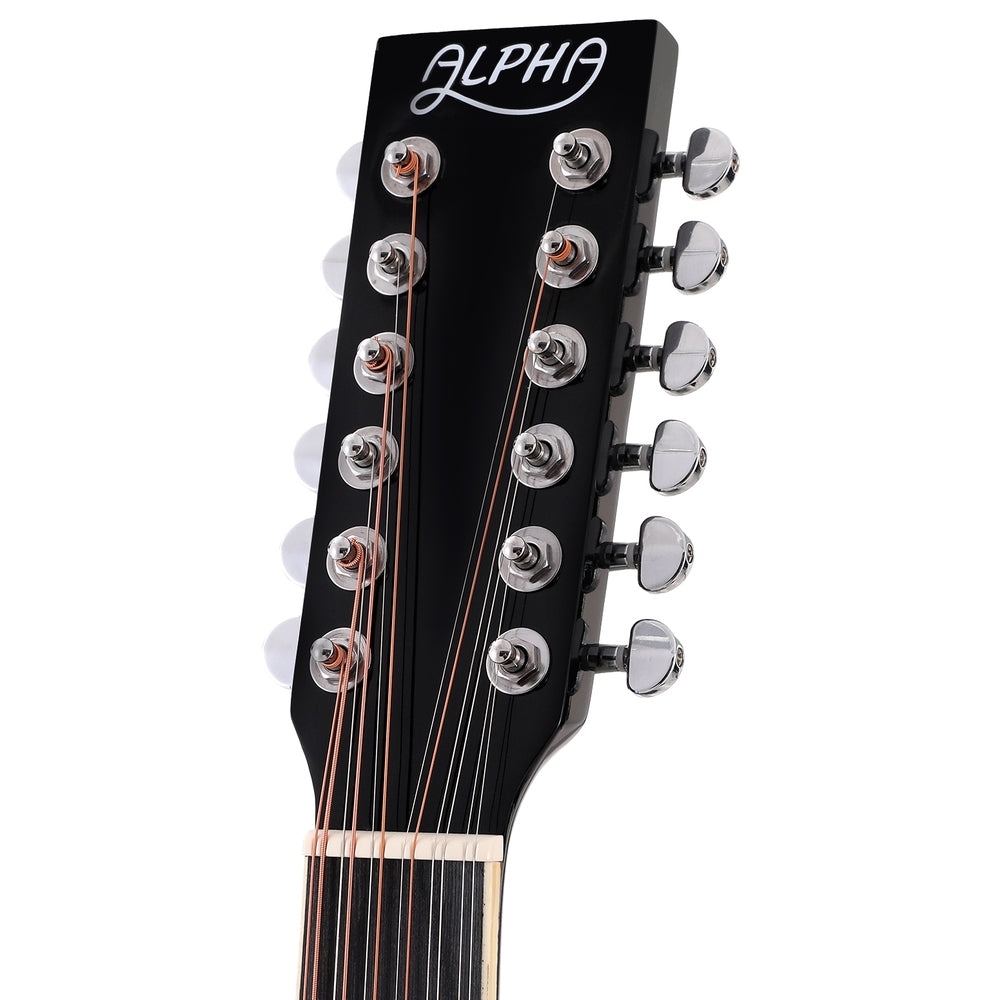 Alpha 42 Inch Acoustic Guitar 12 Strings w/ Equaliser Electric Output Jack Black - SILBERSHELL