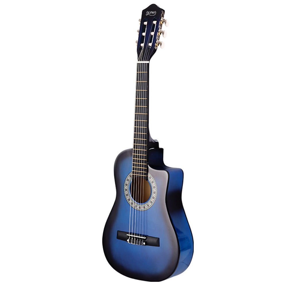 Alpha 34 Inch Classical Guitar Wooden Body Nylon String Beginner Kids Gift Blue - SILBERSHELL