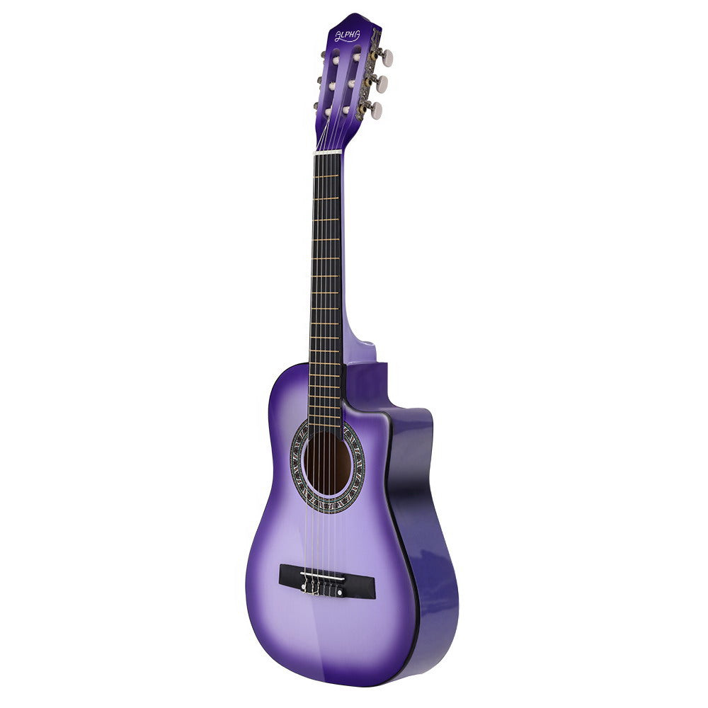 Alpha 34 Inch Classical Guitar Wooden Body Nylon String w/ Stand Beignner Purple - SILBERSHELL
