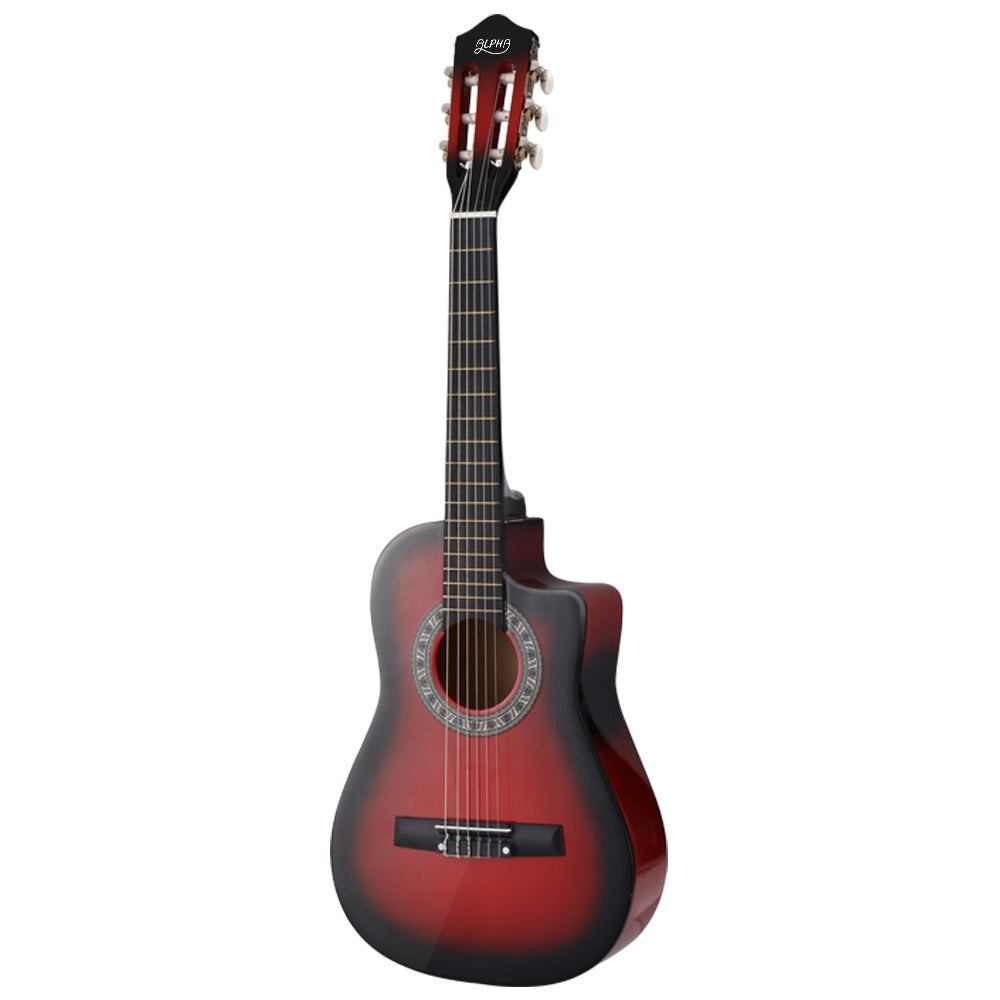 Alpha 34 Inch Classical Guitar Wooden Body Nylon String Beginner Kids Gift Red - SILBERSHELL
