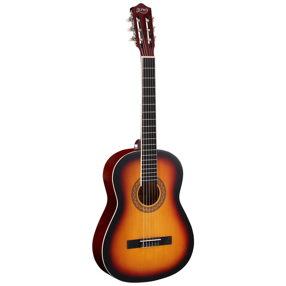 Alpha 39 Inch Classical Guitar Wooden Body Nylon String Beginner Gift Sunburst - SILBERSHELL