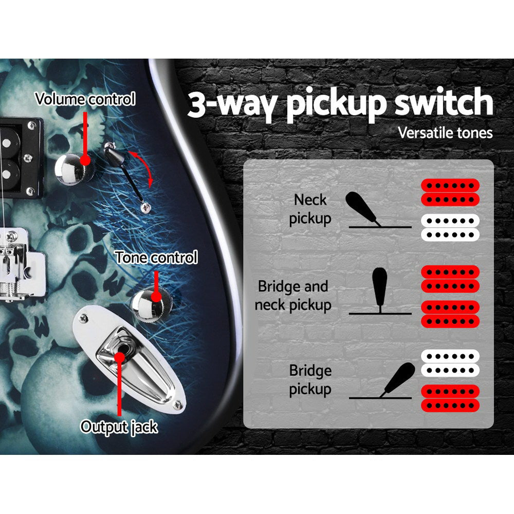 Alpha 41 Inch Electirc Guitar Humbucker Pickup Switch Amplifier Black - SILBERSHELL