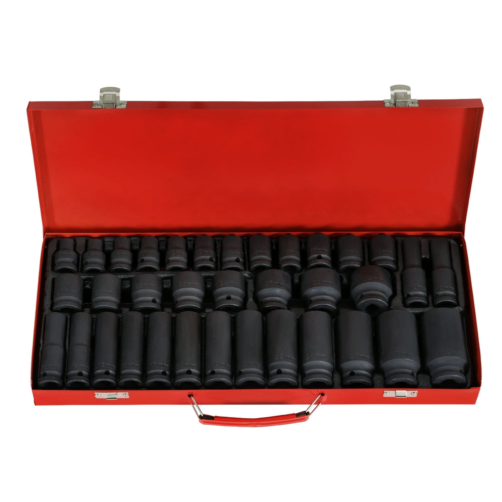 Giantz 35pcs 1/2" Drive Impact Socket Set Metric 8-32mm with Case - SILBERSHELL