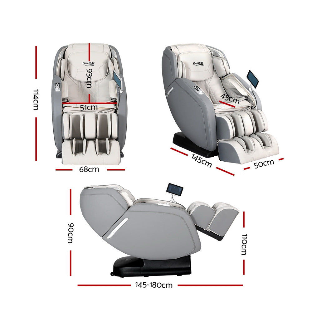 Livemor 4D Massage Chair Electric Recliner Home Massager Gary - SILBERSHELL