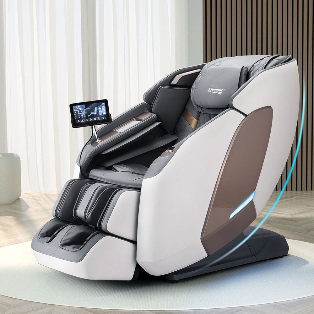 Livemor 4D Massage Chair Electric Recliner Double Core Mechanism Massager Melisa White - SILBERSHELL