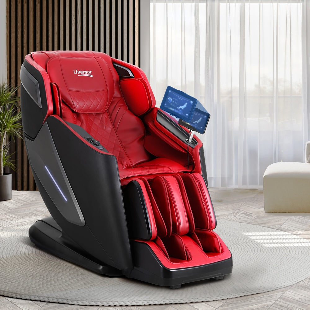 Livemor 4D Massage Chair Electric Recliner Home Massager Red