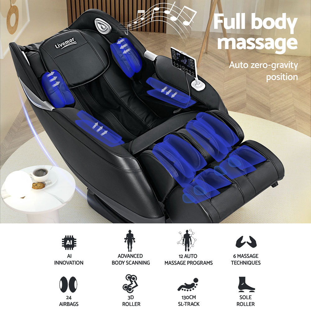 Livemor Massage Chair Electric Recliner Home 3D Massager Flynn - SILBERSHELL