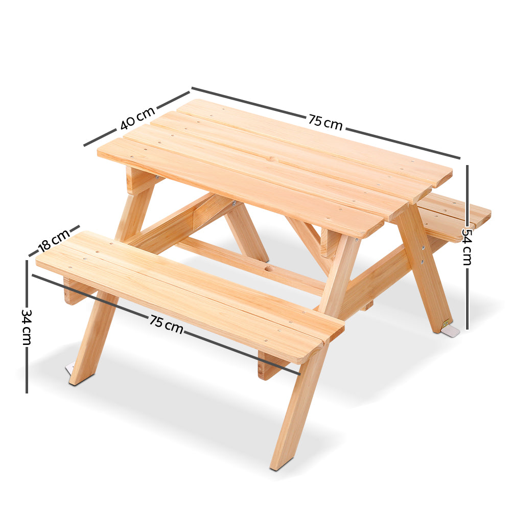Keezi Kids Outdoor Table and Chairs Picnic Bench Set Children Wooden - SILBERSHELL