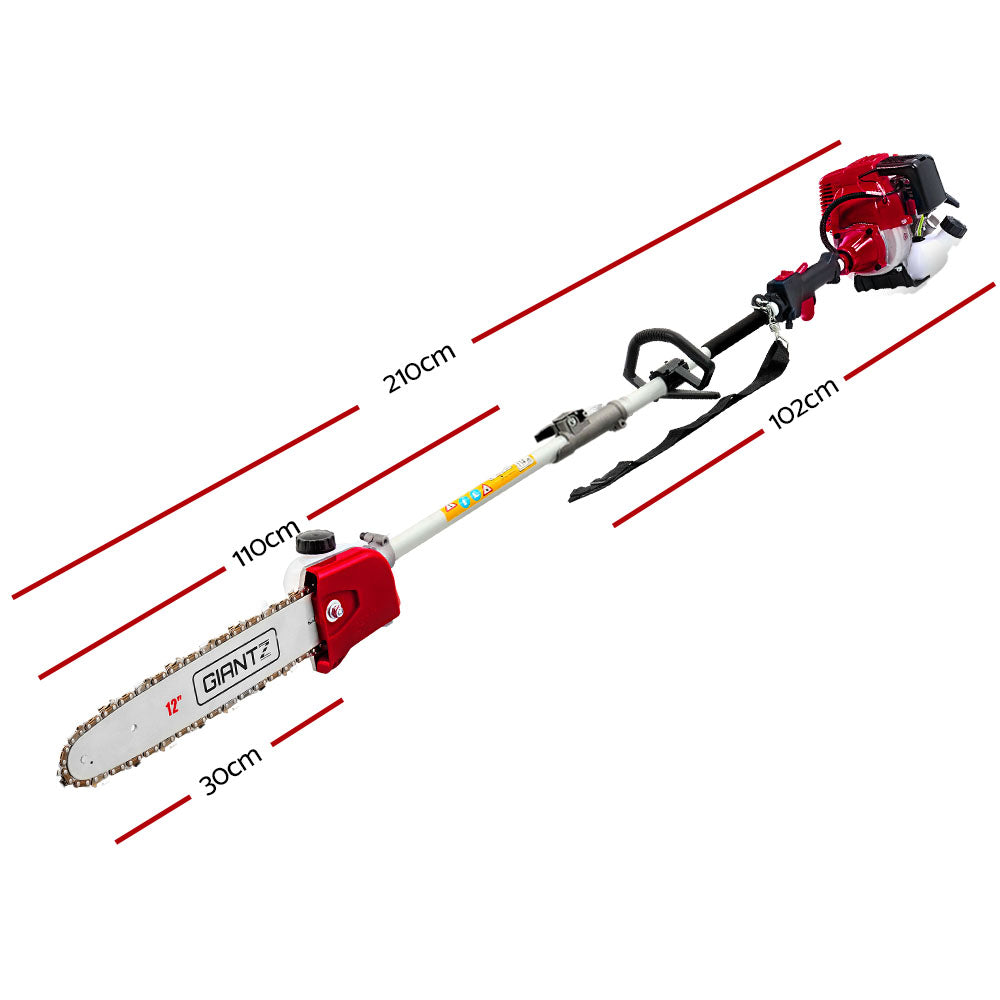 Giantz 40CC Pole Chainsaw Hedge Trimmer 12in Chain Saw 4-Stroke 4.3m Long Reach - SILBERSHELL