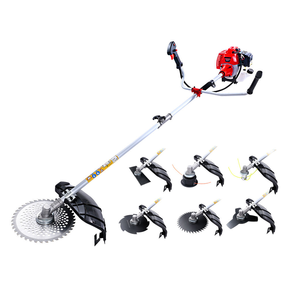 Giantz 62CC Pole Circular Saw Petrol Brush Cutter Whipper Snipper 7-in-1 - SILBERSHELL