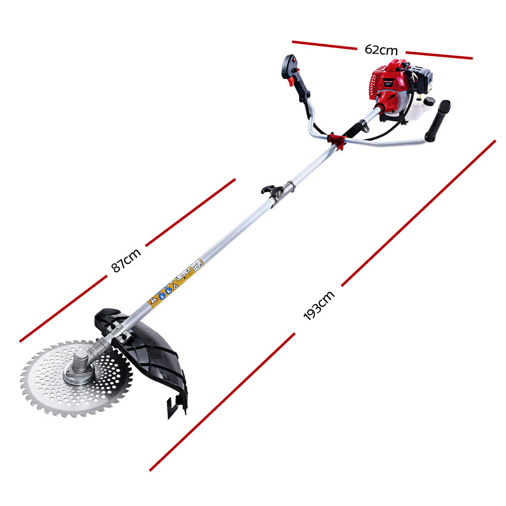 Giantz 62CC Pole Circular Saw Petrol Brush Cutter Whipper Snipper 7-in-1 - SILBERSHELL