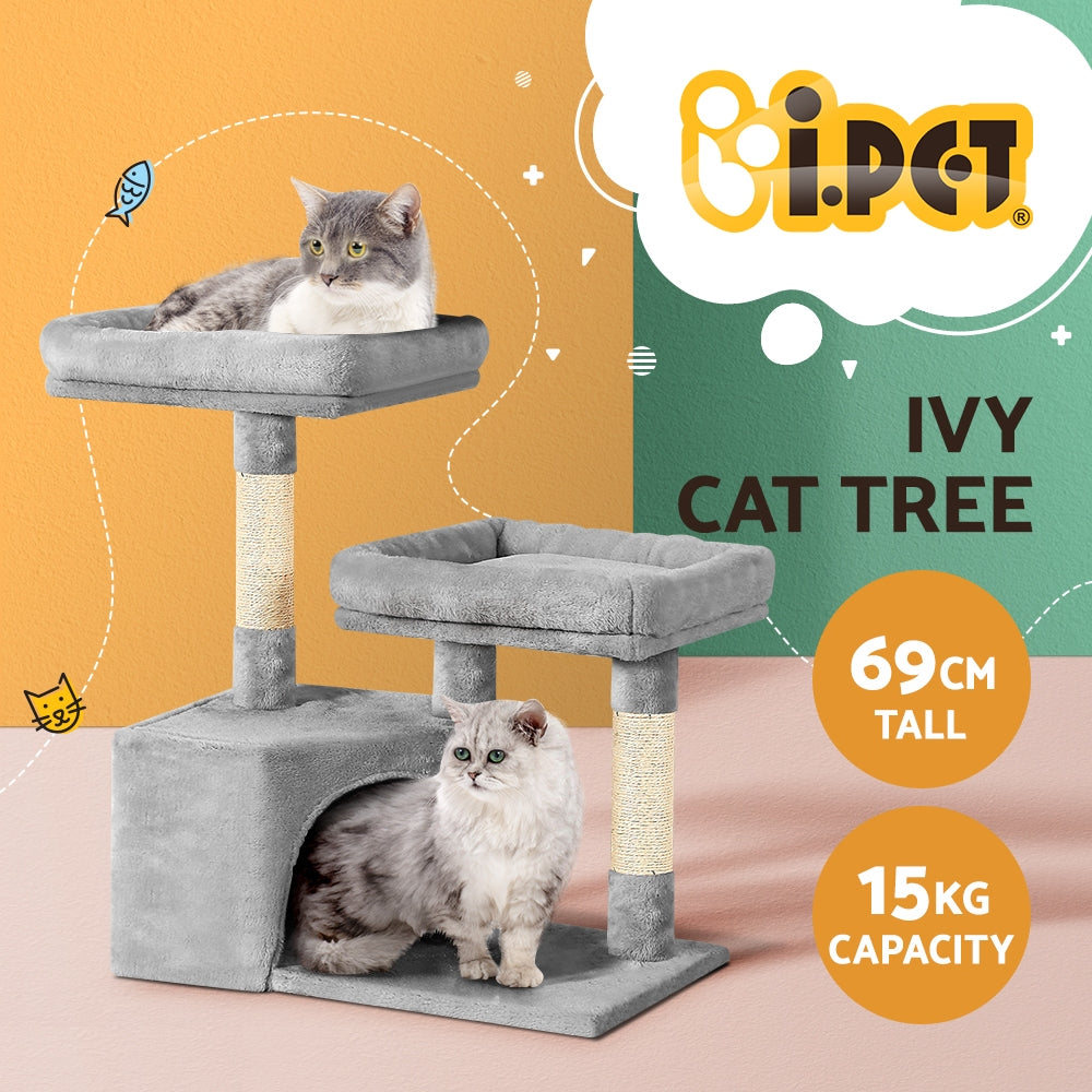 i.Pet Cat Tree 69cm Scratching Post Tower Scratcher Wood Condo House Bed Trees - SILBERSHELL