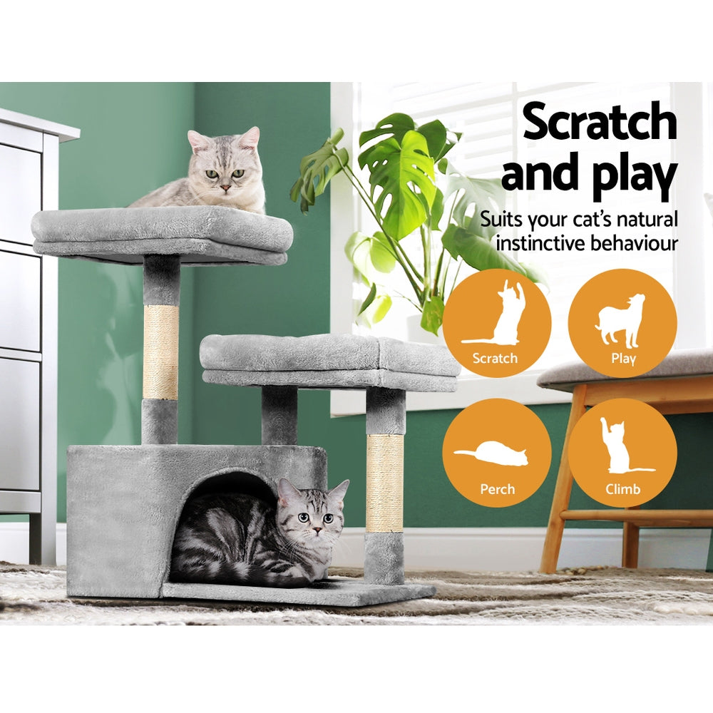 i.Pet Cat Tree 69cm Scratching Post Tower Scratcher Wood Condo House Bed Trees - SILBERSHELL