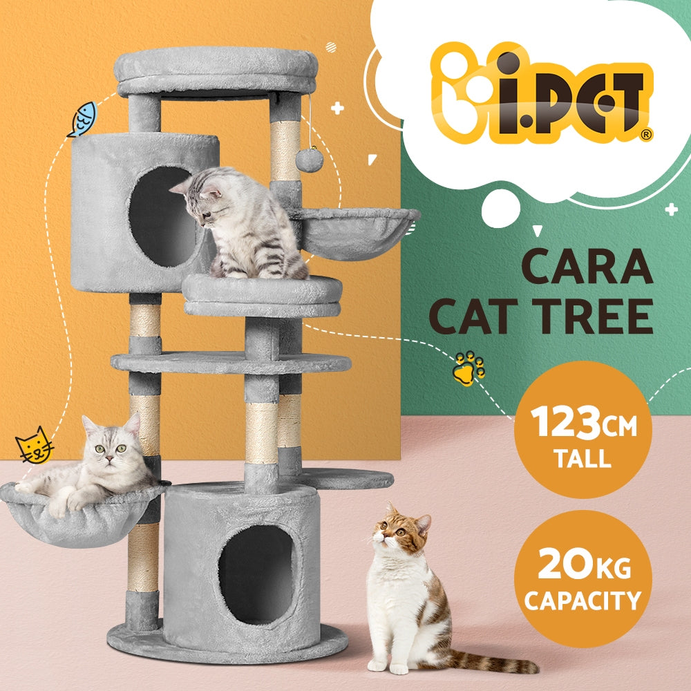 i.Pet Cat Tree 123cm Tower Scratching Post Scratcher Wood Condo House Bed Toys - SILBERSHELL