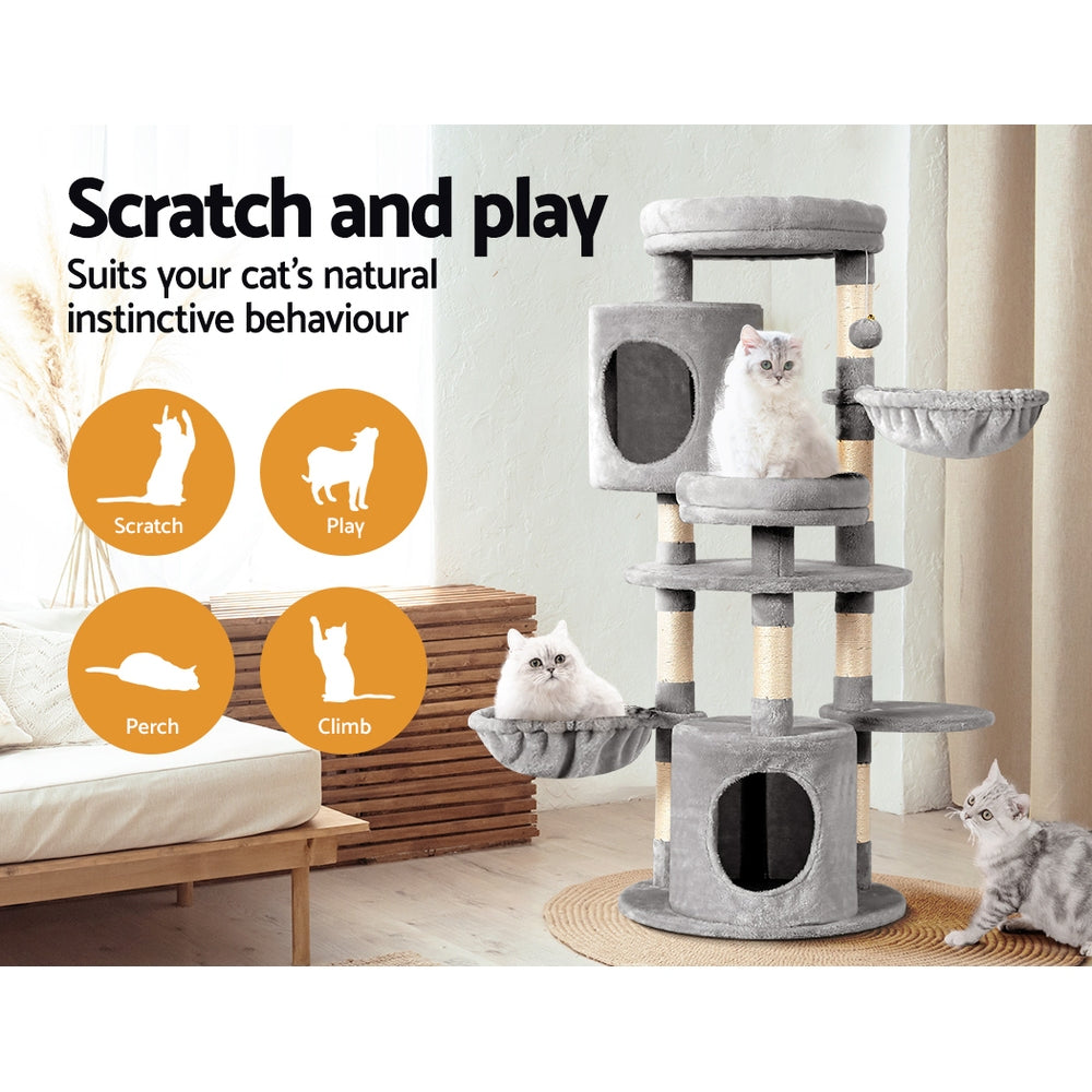 i.Pet Cat Tree 123cm Tower Scratching Post Scratcher Wood Condo House Bed Toys - SILBERSHELL