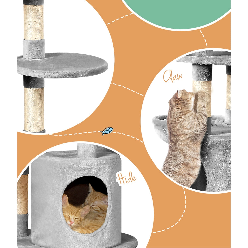 i.Pet Cat Tree 123cm Tower Scratching Post Scratcher Wood Condo House Bed Toys - SILBERSHELL