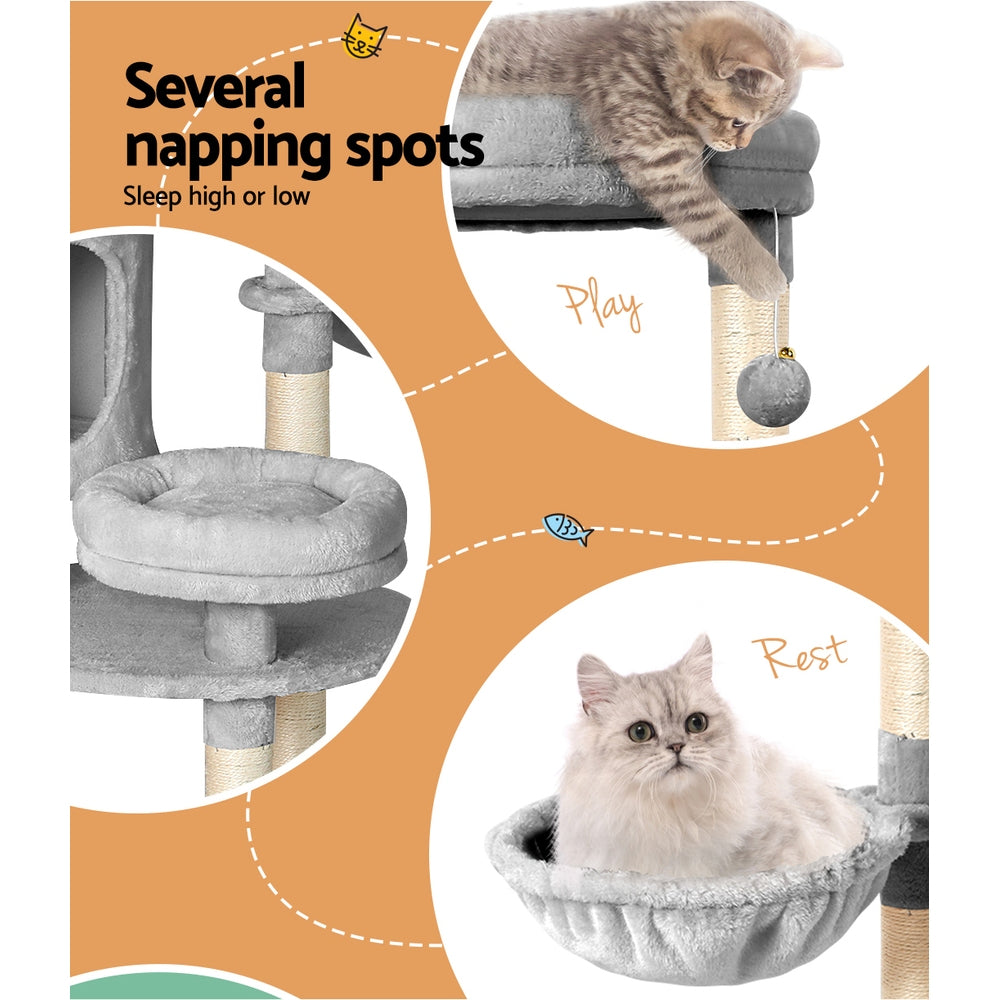 i.Pet Cat Tree 123cm Tower Scratching Post Scratcher Wood Condo House Bed Toys - SILBERSHELL