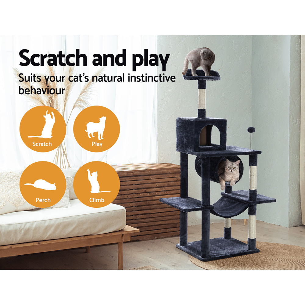 i.Pet Cat Tree 151cm Tower Scratching Post Scratcher Wood Condo House Bed Trees - SILBERSHELL